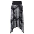 Women's Ab Studio Print Shark-bite Midi Skirt, Size: Xlrg Av/rg, Black Paisley