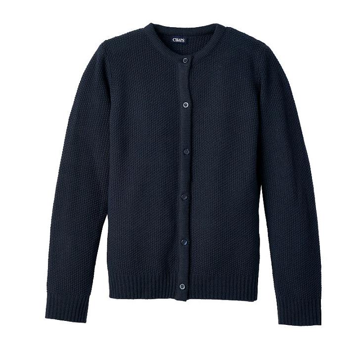 Girls 4-16 Chaps School Uniform Textured Cardigan, Size: 4, Blue (navy)