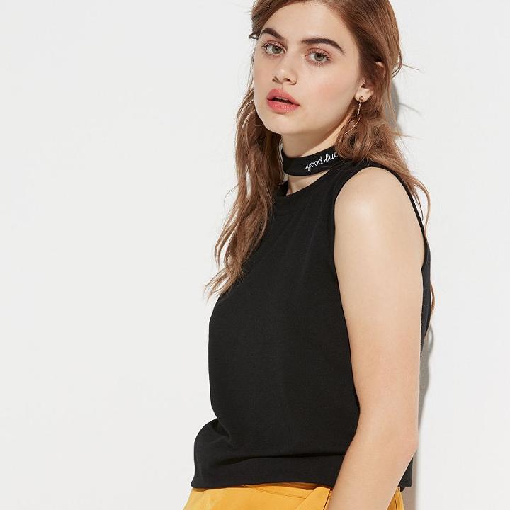 K/lab Embroidered Choker Tank, Girl's, Size: Large, Black