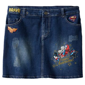 Girls 7-16 Dc Comics Super Hero Girls Patch Jean Skirt, Girl's, Size: 8, Blue Other