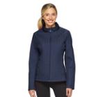 Women's Weathercast Solid Quilted Jacket, Size: Large, Blue (navy)