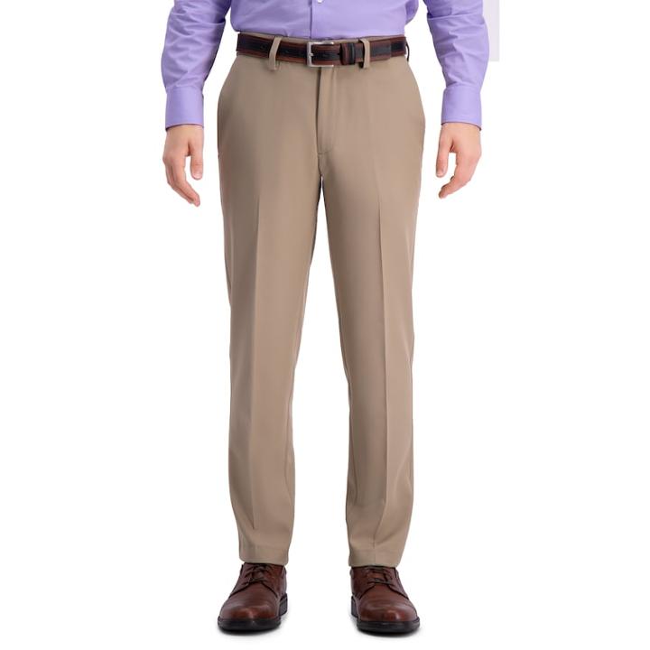 Men's Haggar&reg; Cool 18&reg; Pro Slim-fit Wrinkle-free Flat-front Super Flex Waist Pants, Size: 34x30, Med Beige