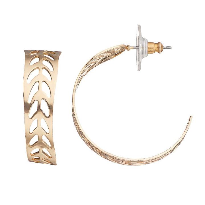 Lc Lauren Conrad Openwork Arrow Hoop Earrings, Women's, Gold