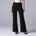 Women's Simply Vera Vera Wang Fold-over Wide-leg Pants, Size: Large, Black