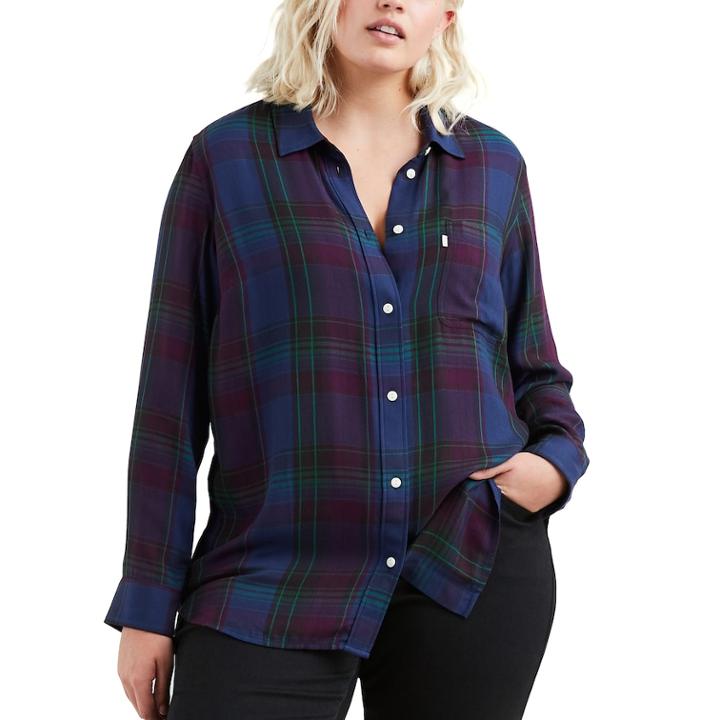 Plus Size Levi's Button Front Top, Women's, Size: 2xl, Medieval Blue