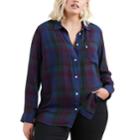 Plus Size Levi's Button Front Top, Women's, Size: 2xl, Medieval Blue