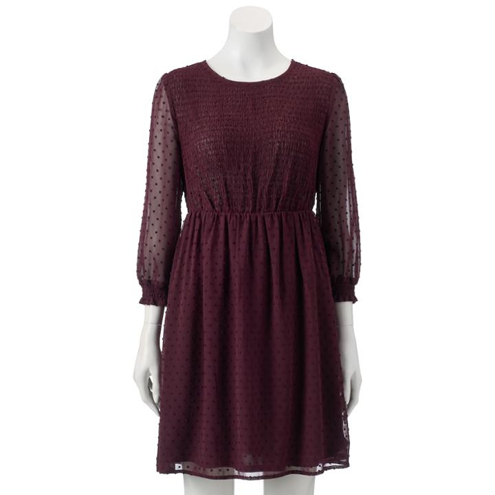 Women's Lc Lauren Conrad Swiss Dot Fit & Flare Dress, Size: Xxl, Red
