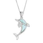 Larimar Sterling Silver Dolphin Pendant Necklace, Women's, Size: 18, Blue