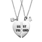 Journee Collection Cubic Zirconia Sterling Silver Best Friends Heart Pendant Necklace Set, Women's, Size: 18, Multicolor