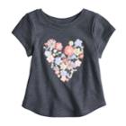 Baby Girl Jumping Beans&reg; Slubbed Heart Graphic Tee, Size: 12 Months, Dark Grey