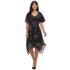 Women's Elle&trade; Print Handkerchief-hem Dress, Size: Small, Black