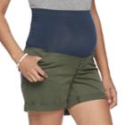Maternity A:glow Belly Panel Twill Shorts, Women's, Size: 2-mat, Dark Green