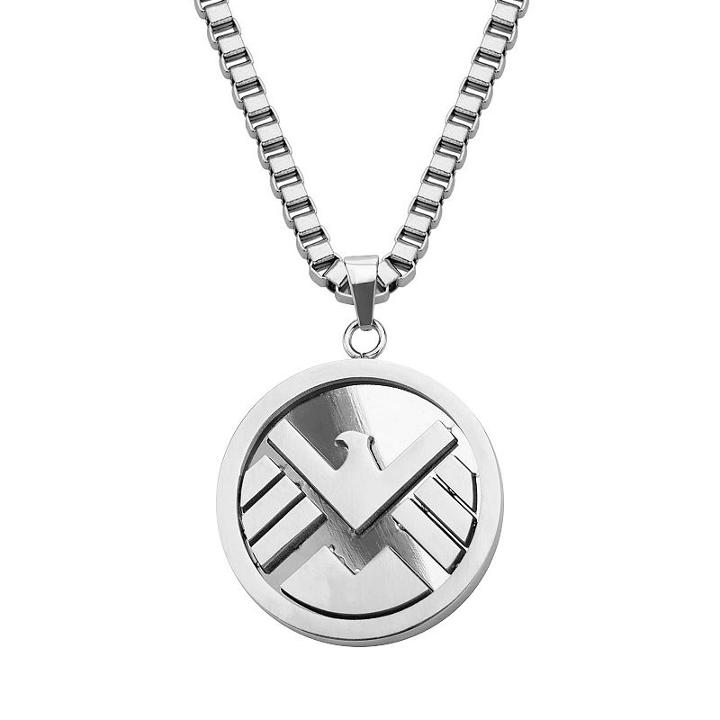 Marvel Agents Of S.h.i.e.l.d. Stainless Steel Pendant Necklace - Men, Size: 22, Grey
