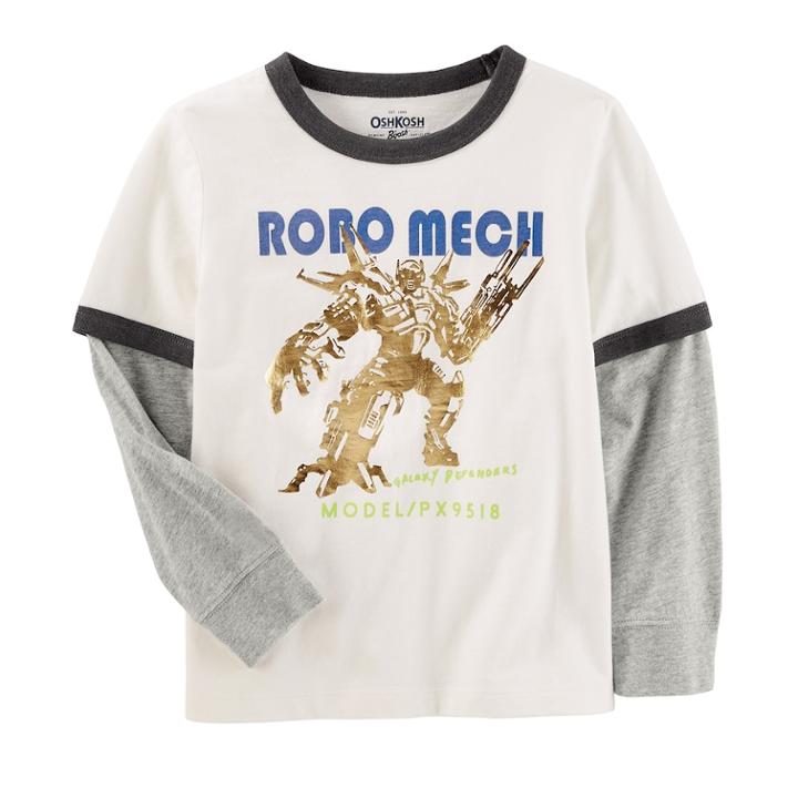 Boys 4-12 Oshkosh B'gosh&reg; Robo Mech Ringer Tee, Size: 6, White
