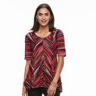 Women's Dana Buchman Print Elbow Sleeve Sharkbite Top, Size: Medium, Red