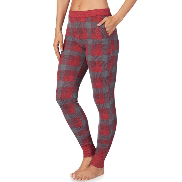 Women's Cuddl Duds Strecth Waffle Thermal Leggings, Size: Xs, Brt Red