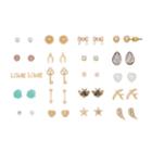 Mudd&reg; Wishbone, Arrow & Love Nickel Free Stud Earring Set, Women's, Gold