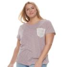 Juniors' Plus Size So&reg; Crochet Pocket Tee, Teens, Size: 1xl, Lt Purple