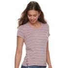 Juniors' Pink Republic Lace-up Side Striped Tee, Teens, Size: Large, Lt Purple