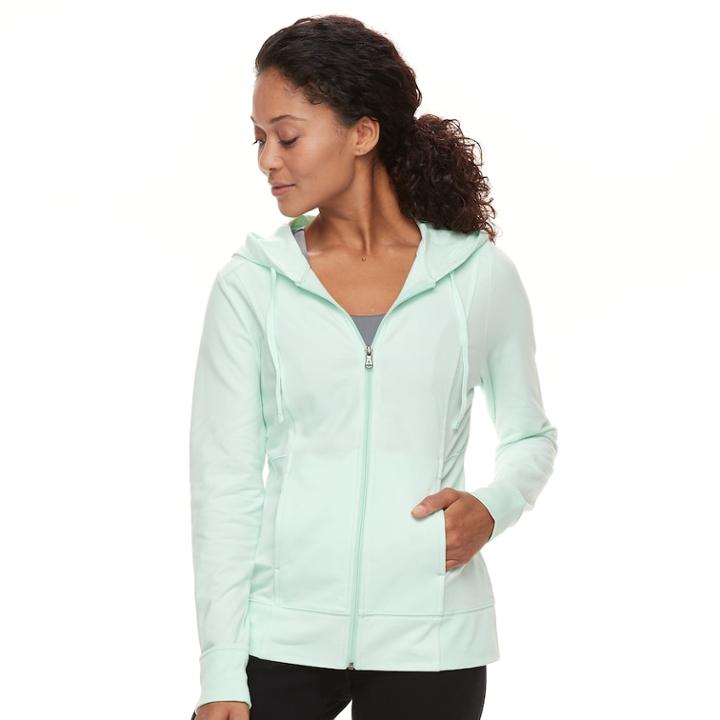 Petite Tek Gear&reg; Dry Tek Zip-front Hoodie, Women's, Size: Xl Petite, Lt Green