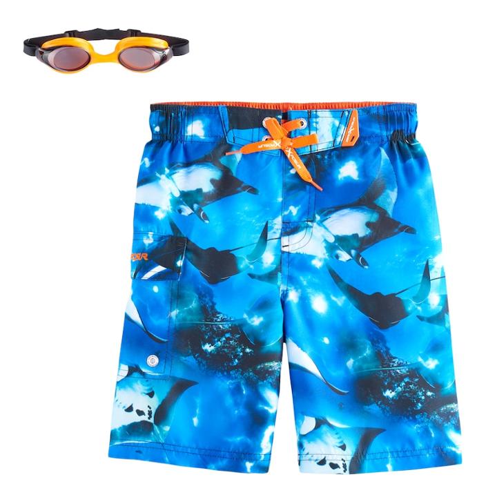 Boys 4-7 Zeroxposur Sting Rays Swim Trunks With Goggles, Size: Medium, Turquoise/blue (turq/aqua)