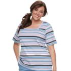 Plus Size Croft & Barrow&reg; Squareneck Elbow Sleeve Tee, Women's, Size: 2xl, Lt Purple