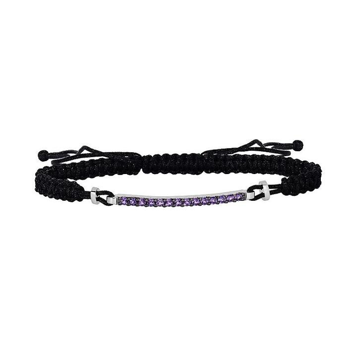 Oro Leoni Sterling Silver Amethyst Woven Slipknot Bracelet - Made With Genuine Swarovski Gemstones, Women's, Purple