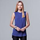 Women's Simply Vera Vera Wang Smocked Shoulder Blouse, Size: Small, Blue