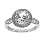 Sterling Silver White Topaz, Lab-created White Sapphire And Diamond Accent Round Frame Ring, Women's, Size: 5
