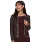 Women's Elle&trade; Tweed Open-front Blazer, Size: Small, Dark Pink