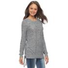 Juniors' So&reg; Lace-up Tunic Sweater, Teens, Size: Xs, Dark Grey