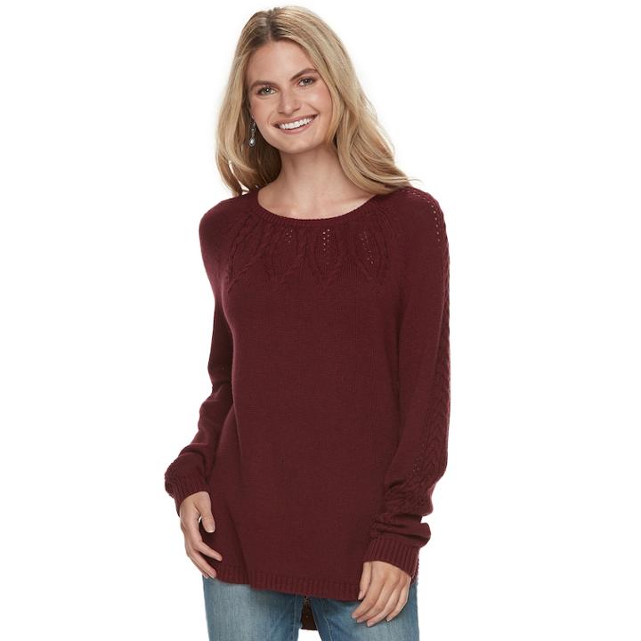 Women's Sonoma Goods For Life&trade; Cable Knit Sweater, Size: Xxl, Dark Red