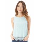Juniors' Iz Byer Lace Knit Tank, Teens, Size: Large, Lt Green