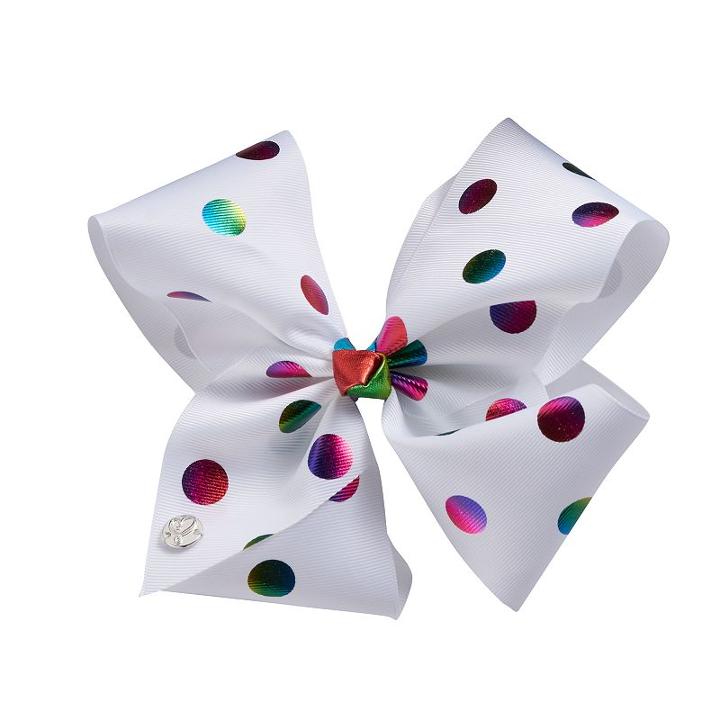 Girls 4-16 Jo Jo Siwa Rainbow Foil Dot Bow, White