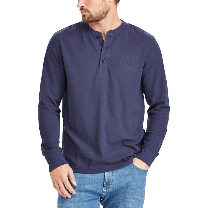 Big & Tall Chaps Classic-fit Waffle-weave Henley, Men's, Size: Xxl Tall, Blue (navy)
