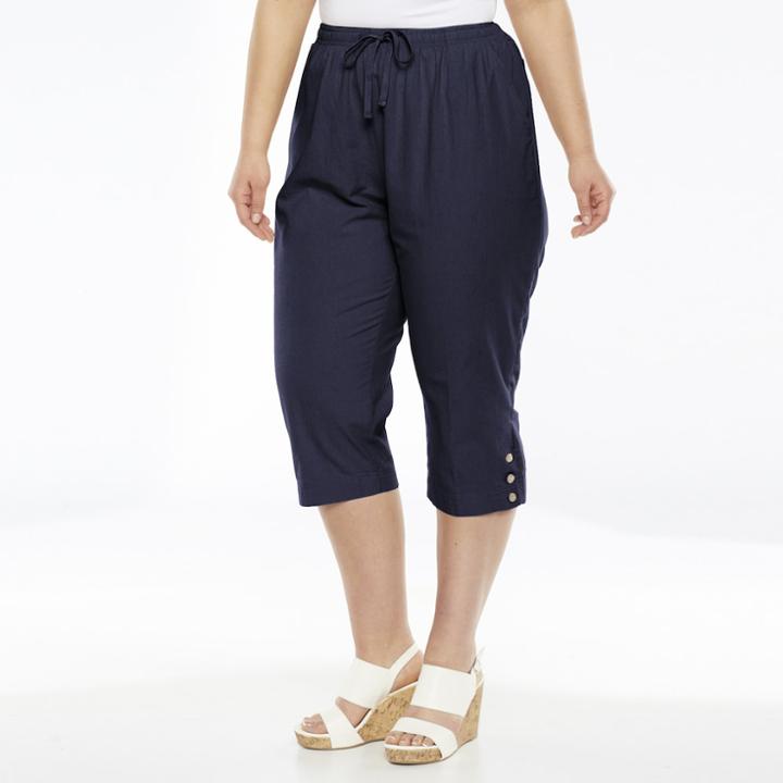 Plus Size Cathy Daniels Pull-on Capris, Women's, Size: 2xl, Blue (navy)