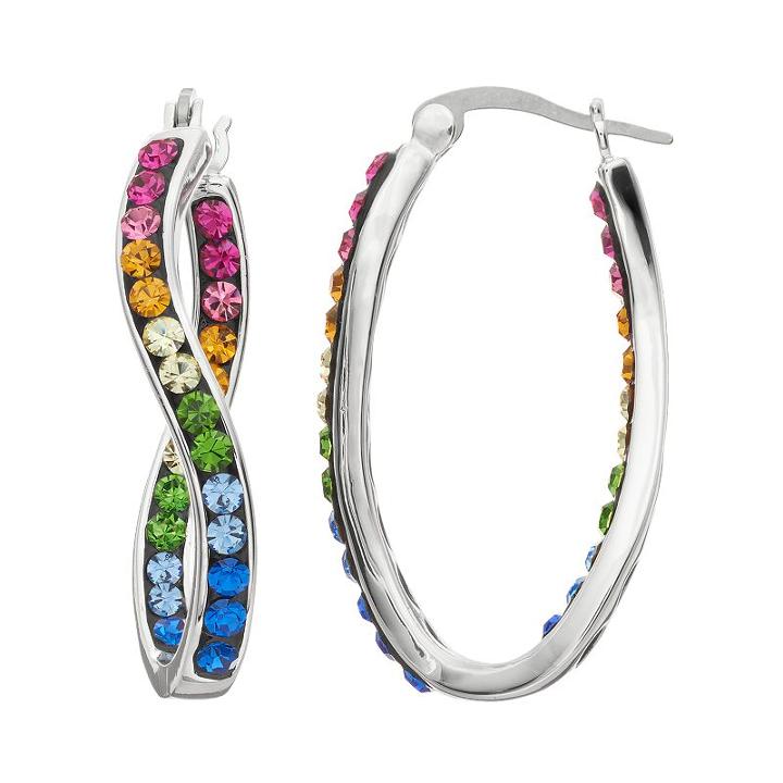 Confetti Crystal Inside-out Twist Hoop Earrings, Women's, Multicolor
