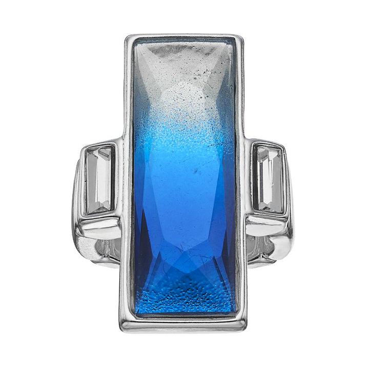 Jennifer Lopez Faceted Blue Ombre Rectangular Stretch Ring, Women's, Size: 7, Dark Blue