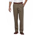 Men's Haggar Premium No Iron Khaki Stretch Straight-fit Flat-front Pants, Size: 32x30, Med Brown