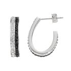 Chrystina Crystal Silver-plated J-hoop Earrings, Women's, Black