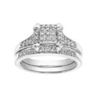 Lovemark 10k White Gold 1/3 Carat T.w. Square Cluster Engagement Ring Set, Women's, Size: 7.50