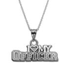 Insignia Collection Sterling Silver I Love My Officer Pendant Necklace, Women's, Size: 18, Grey