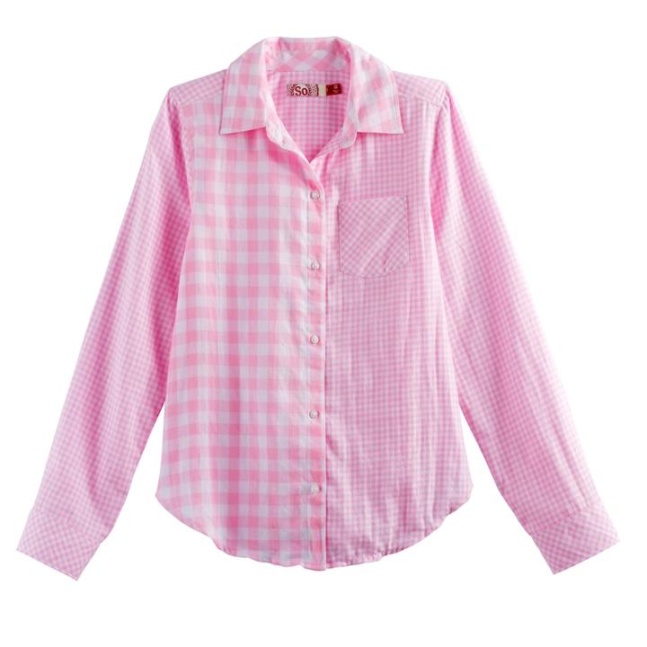 Girls 7-16 & Plus Size So&reg; Tie Front Plaid Button-down Shirt, Size: 10, Light Pink