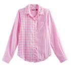 Girls 7-16 & Plus Size So&reg; Tie Front Plaid Button-down Shirt, Size: 10, Light Pink
