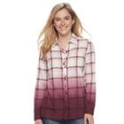 Petite Sonoma Goods For Life&trade; Essential Plaid Flannel Shirt, Women's, Size: Xs Petite, Dark Red