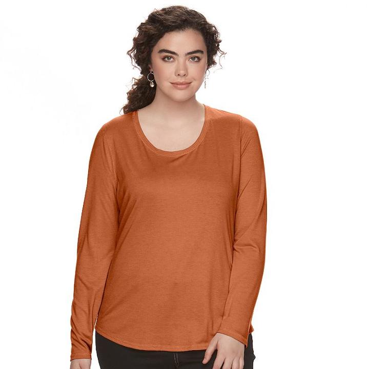 Juniors' Plus Size Mudd&reg; Scoopneck Tee, Teens, Size: 1xl, Med Brown