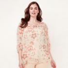 Plus Size Lc Lauren Conrad Printed Chiffon Peasant Top, Women's, Size: 3xl, Light Pink