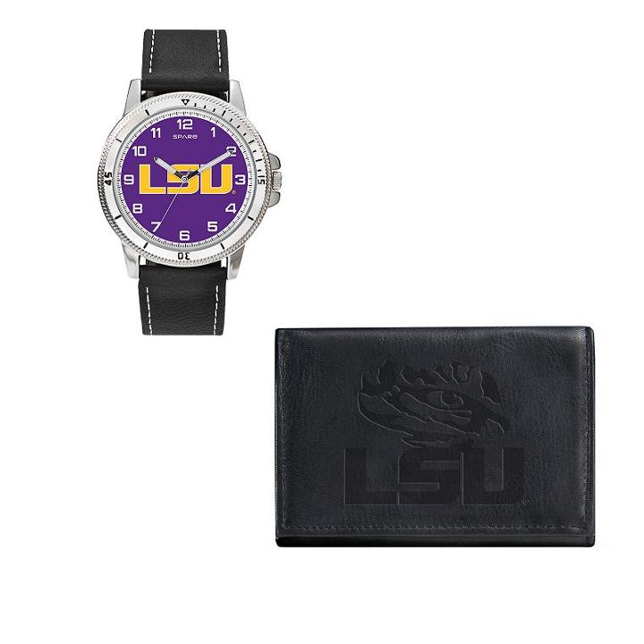 Lsu Tigers Watch & Trifold Wallet Gift Set, Boy's, Black