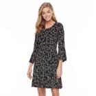 Women's Apt. 9&reg; Bell Sleeve Fit & Flare Dress, Size: Xxl, Black