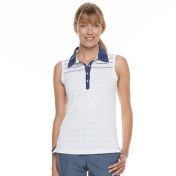 Women's Pebble Beach Stripe Sleeveless Polo, Size: Xl, White